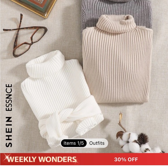 Neutral Ribbed Turtle Necks - Picture 4 of 4